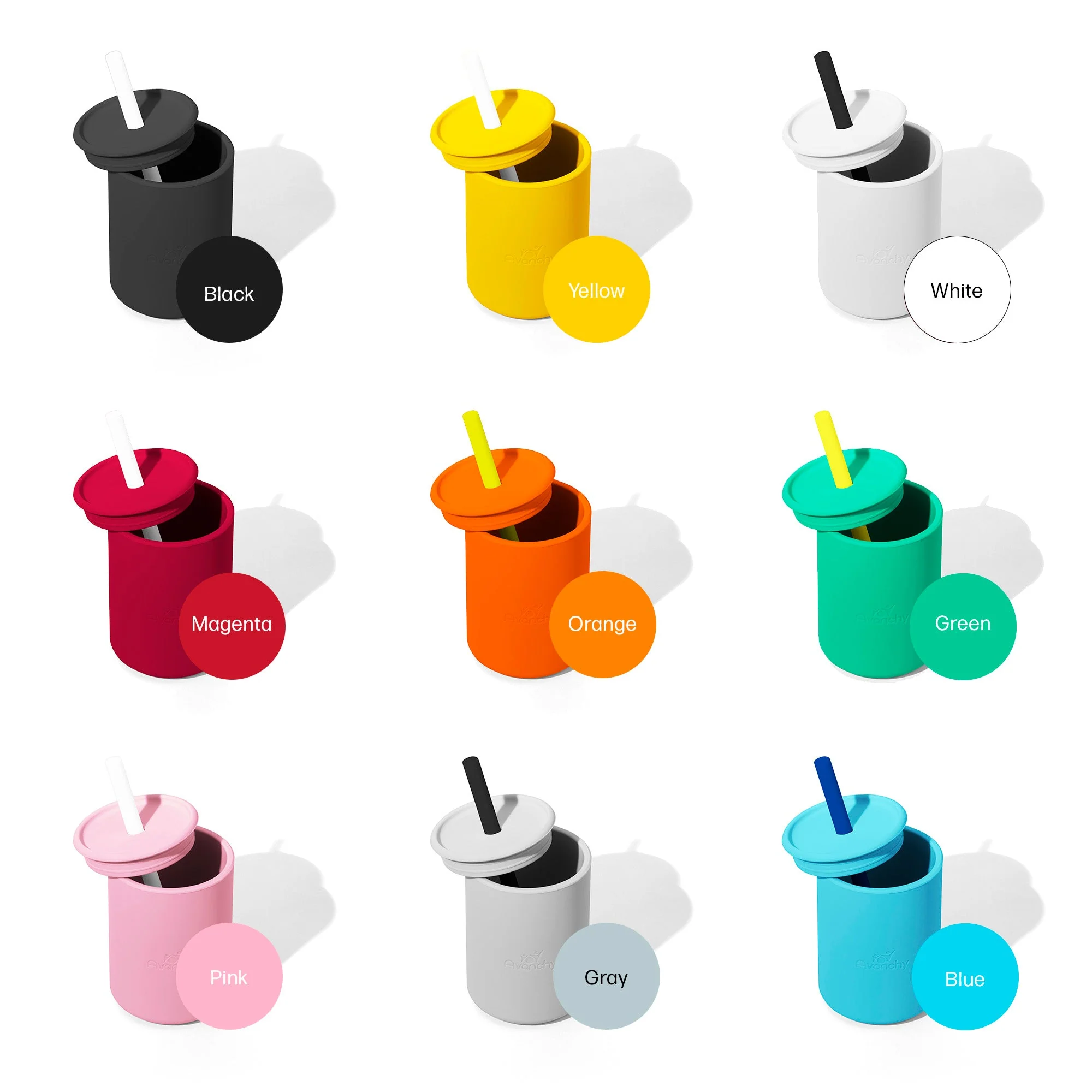8oz Silicone Sippy Cup - Spill Proof Straw Transition Cup (9 color options) - Image 36