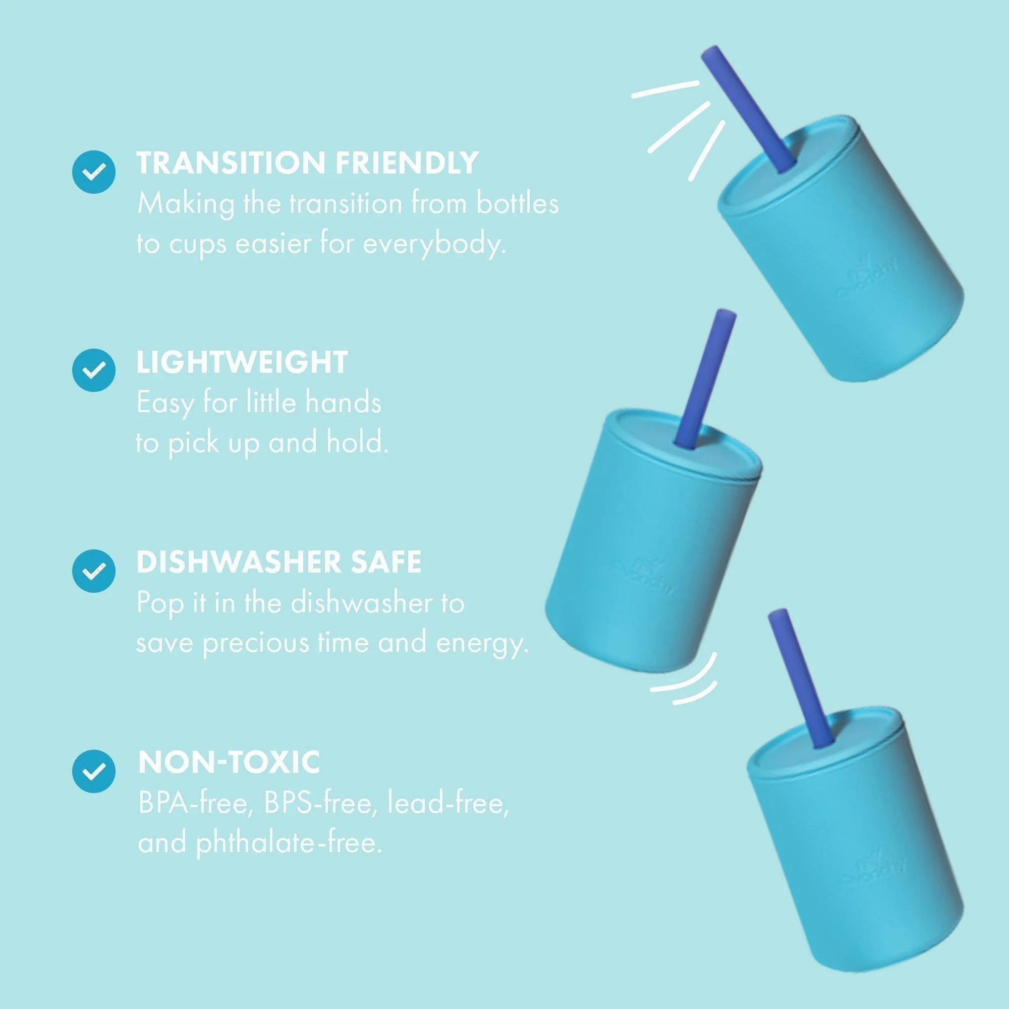 8oz Silicone Sippy Cup - Spill Proof Straw Transition Cup (9 color options) - Image 5