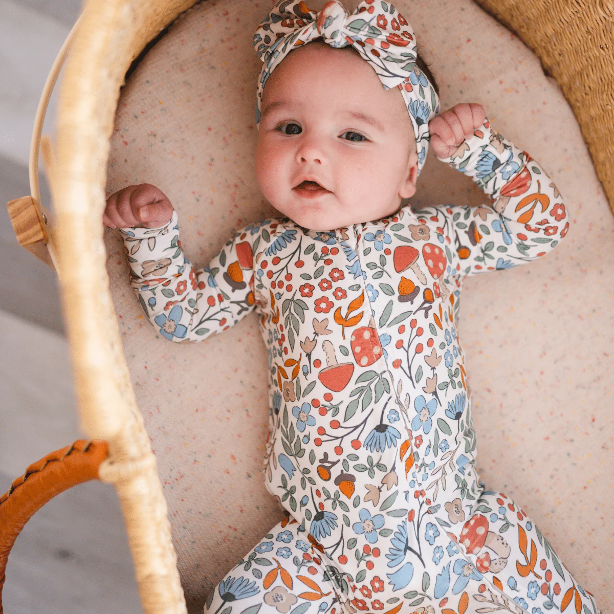 Convertible Bamboo Zip Romper - Fall Floral - Image 3