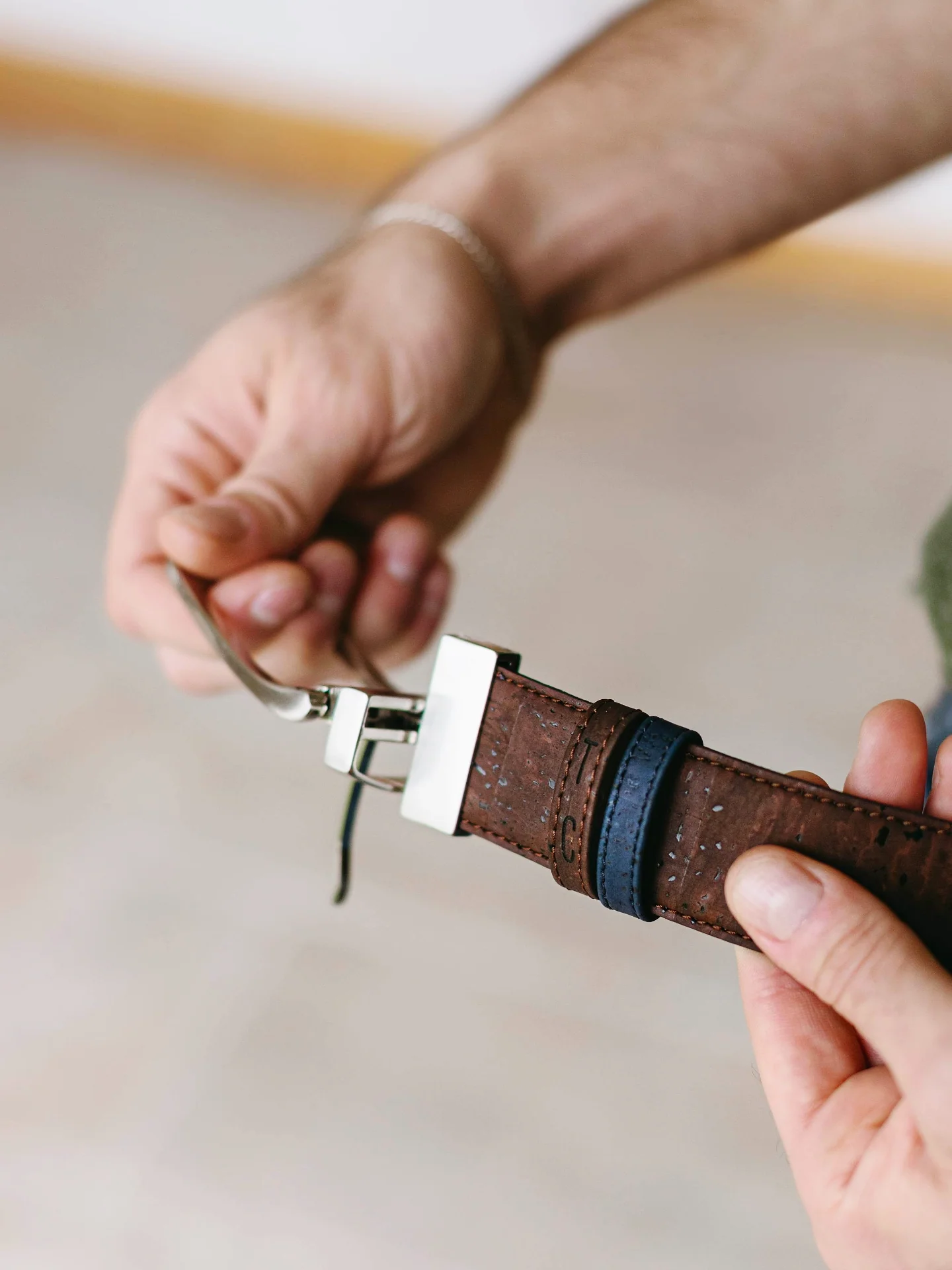 Cork Reversible Men's Belt (Brown/Navy) - Image 3