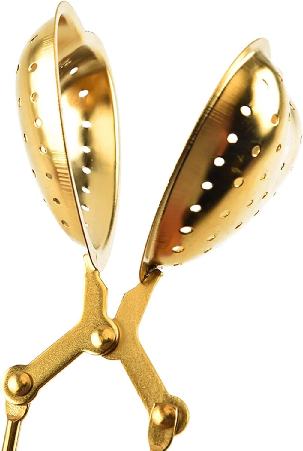Gold Heart-Shaped Loose Leaf Tea Infuser with Long Handle - Image 3