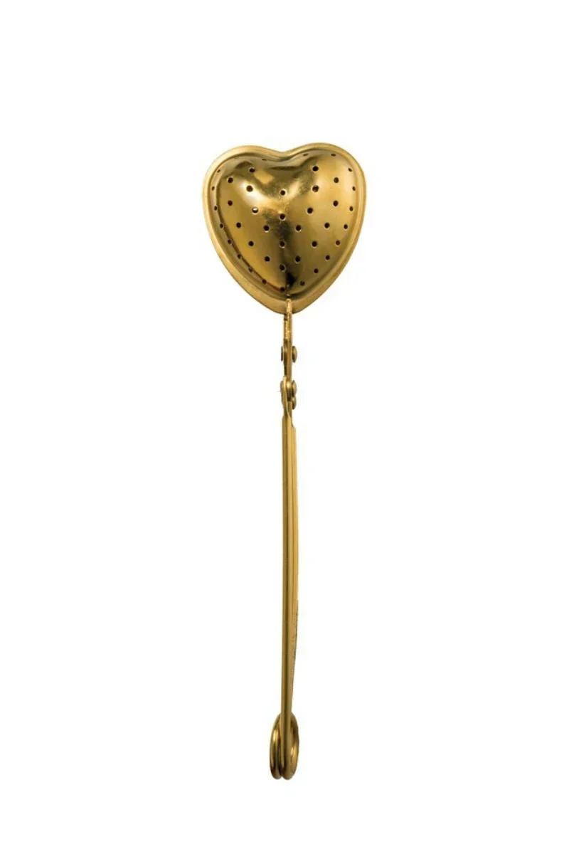 Gold Heart-Shaped Loose Leaf Tea Infuser with Long Handle - Image 5