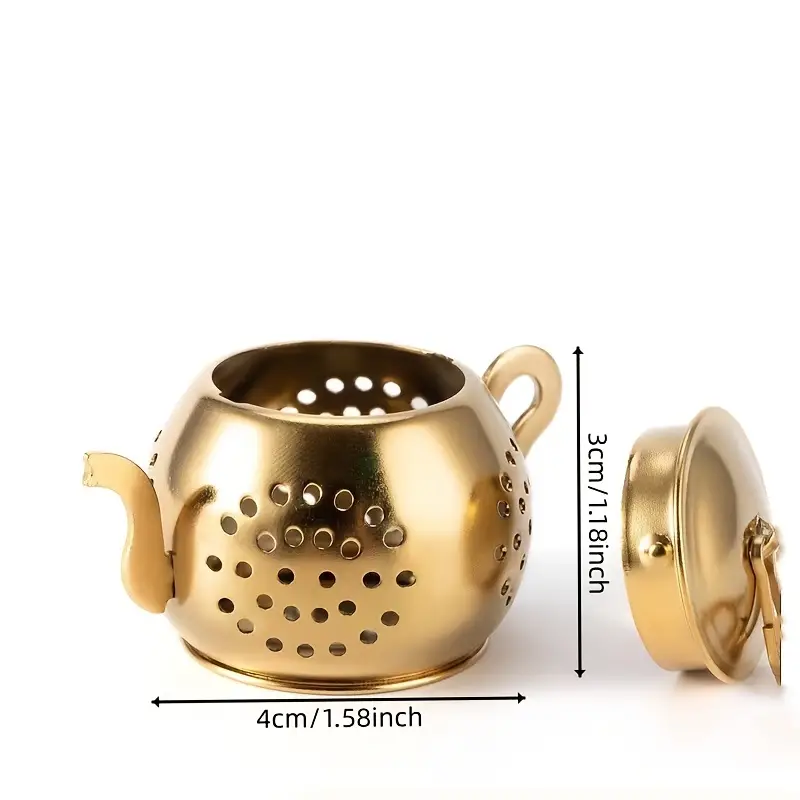 Golden Teapot Shaped Tea Infuser - Image 2