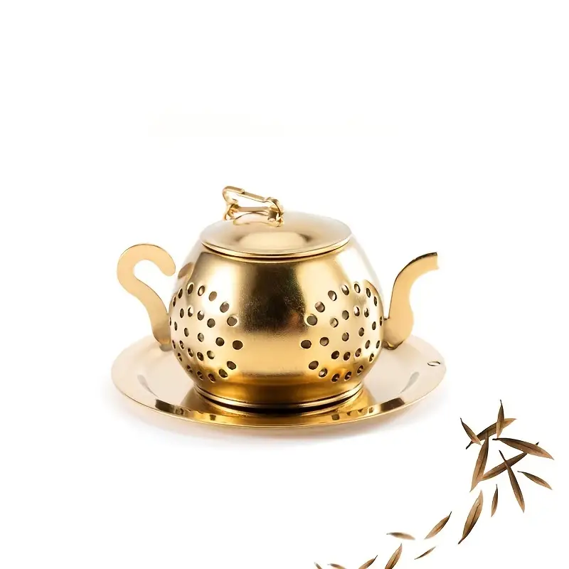 Golden Teapot Shaped Tea Infuser - Image 3