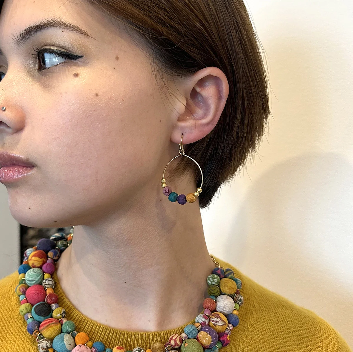 Kantha Petite Gilded Hoops - Image 3