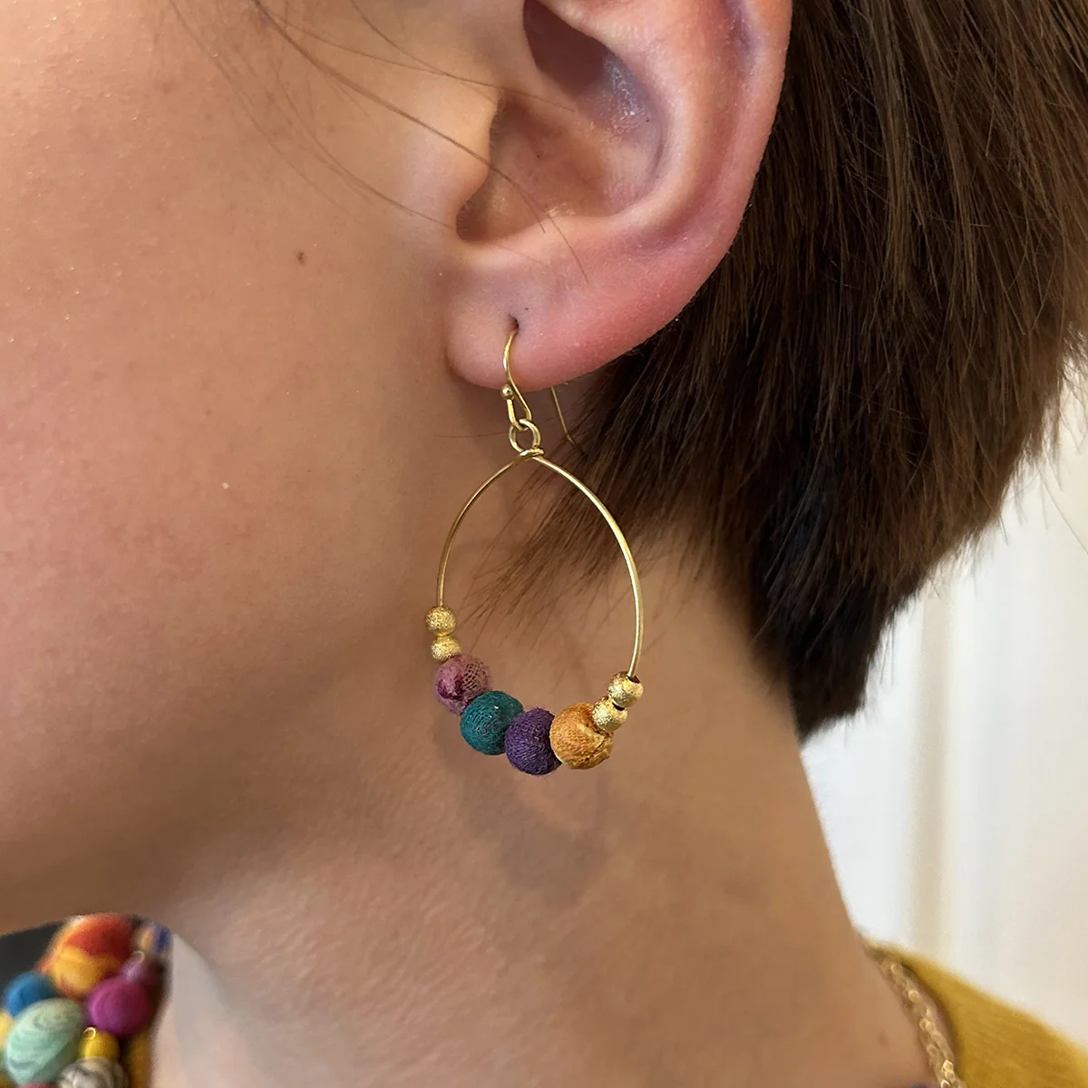 Kantha Petite Gilded Hoops - Image 4