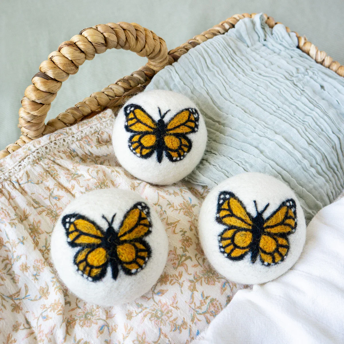 Monarch Butterfly Eco Wool Dryer Balls - Set of 3 - Image 3