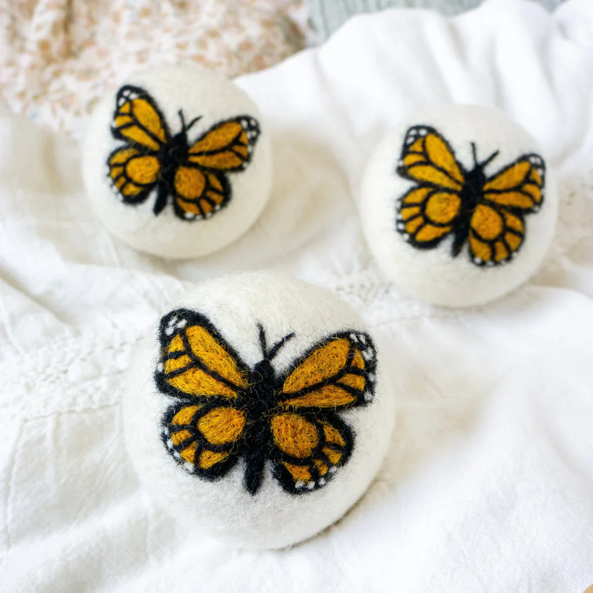 Monarch Butterfly Eco Wool Dryer Balls - Set of 3 - Image 4