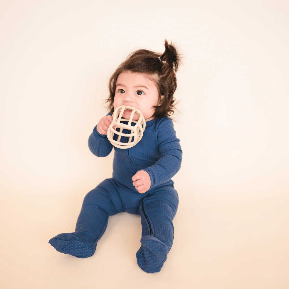 Organic Cotton Ribbed Footie - Ocean Blue - Image 3