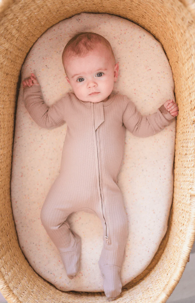 Organic Cotton Ribbed Footie - Mocha - Image 3