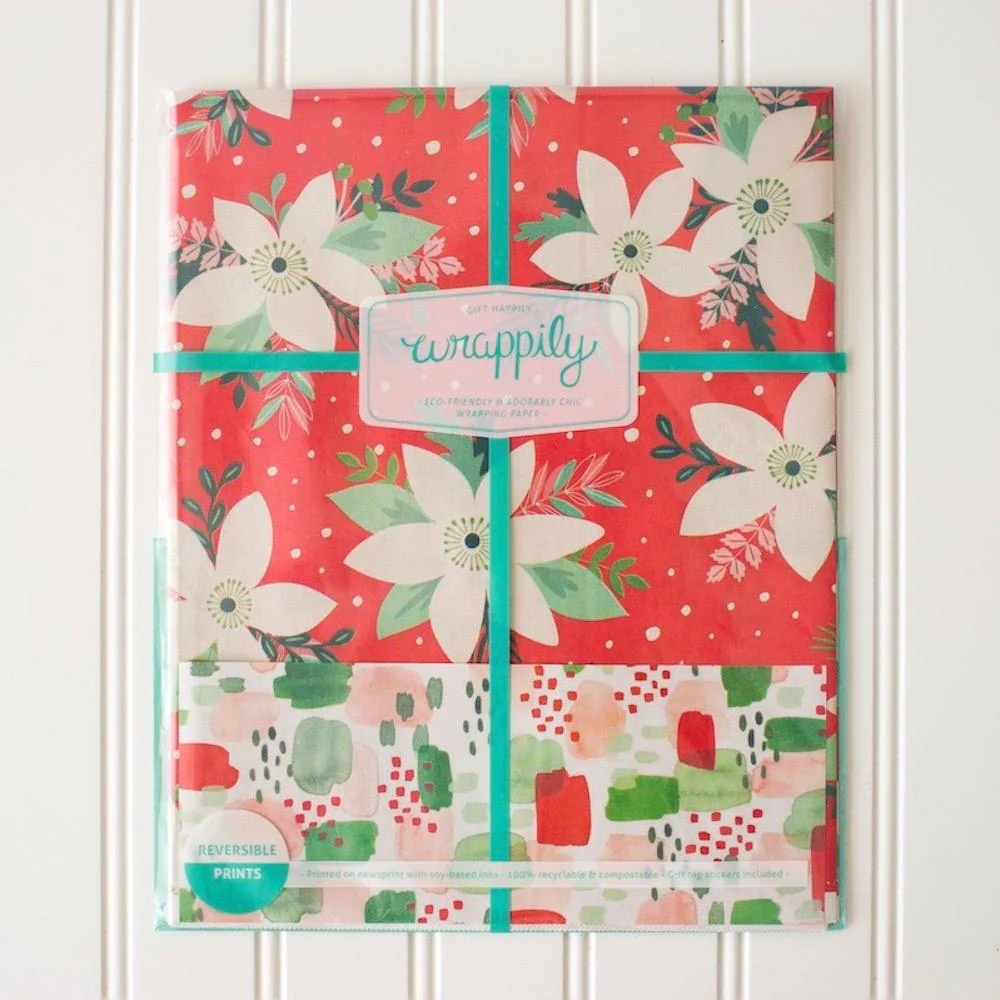 Poinsettia Eco Gift Wrap (Double Sided) - Image 5