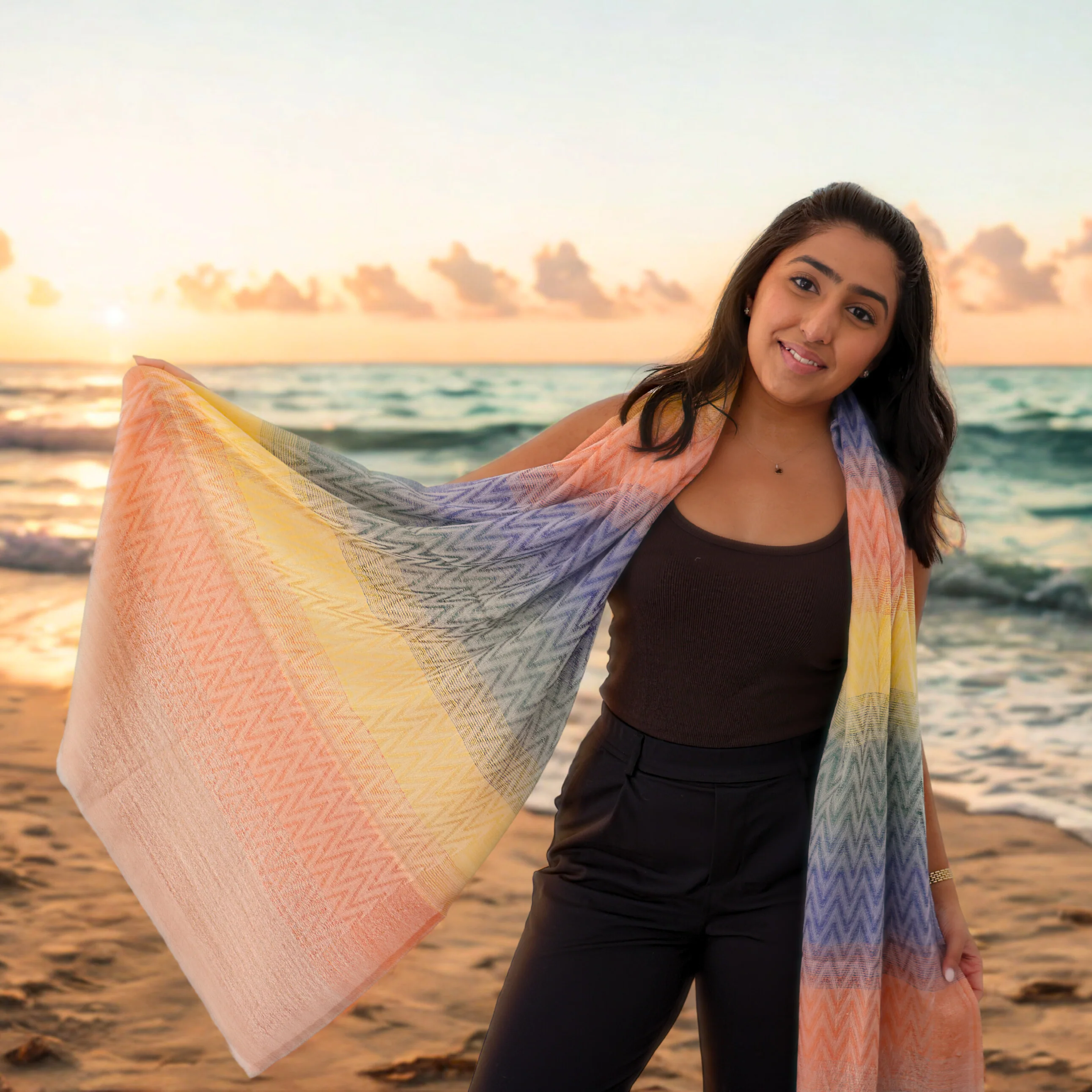Pure Cashmere Scarf - At the Beach - Image 7
