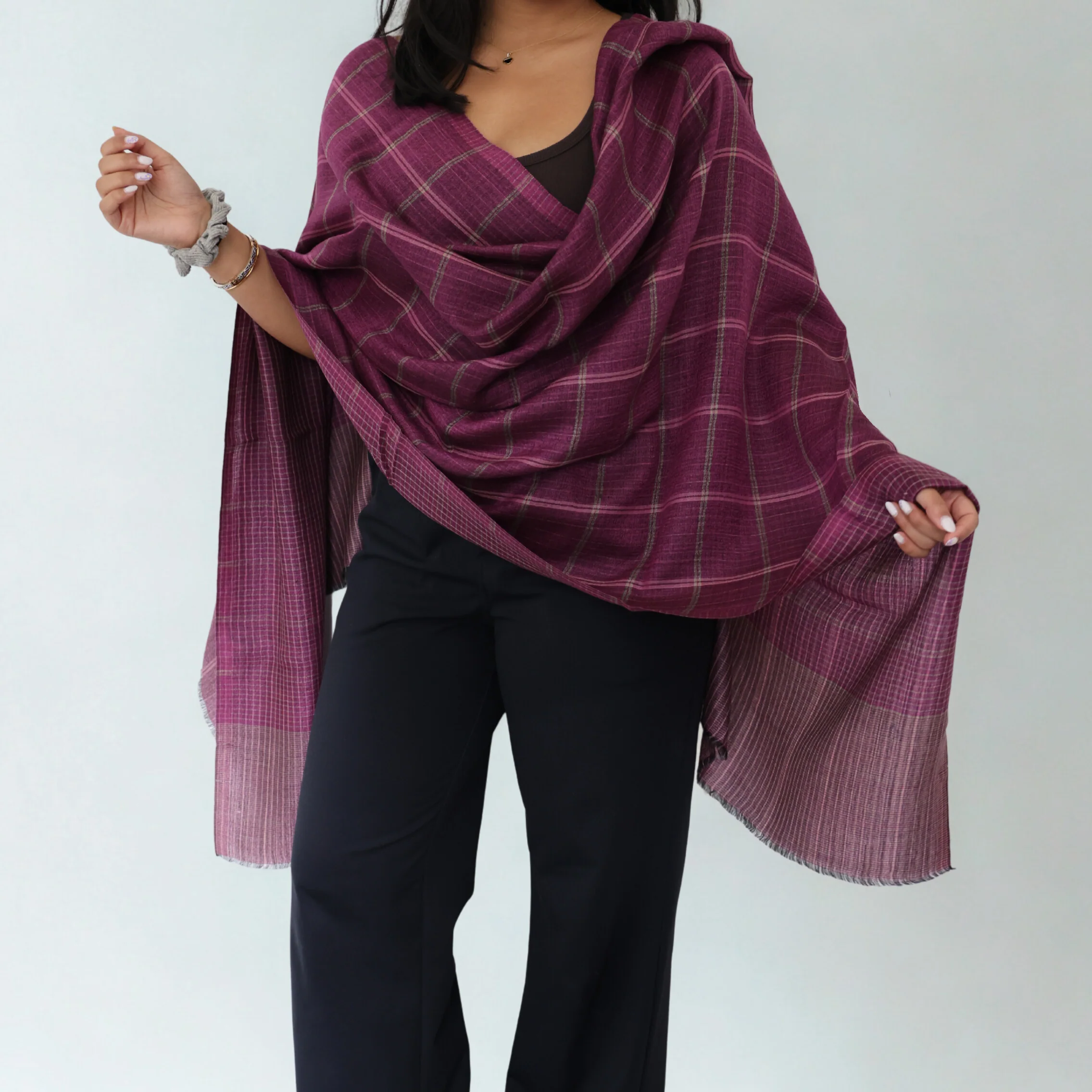 Pure Cashmere Scarf - Classic Check - Image 4