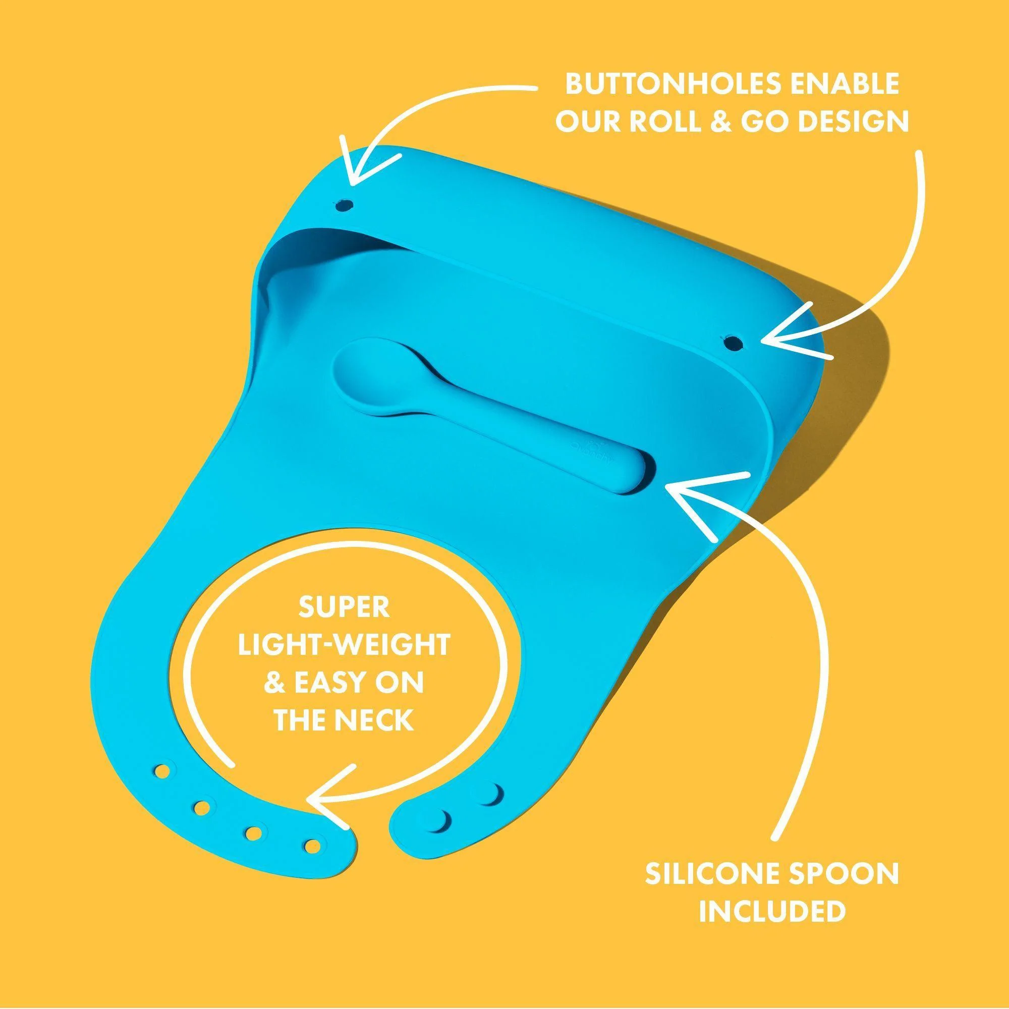 Roll & Go Silicone Bib + Spoon (9 color options) - Image 3