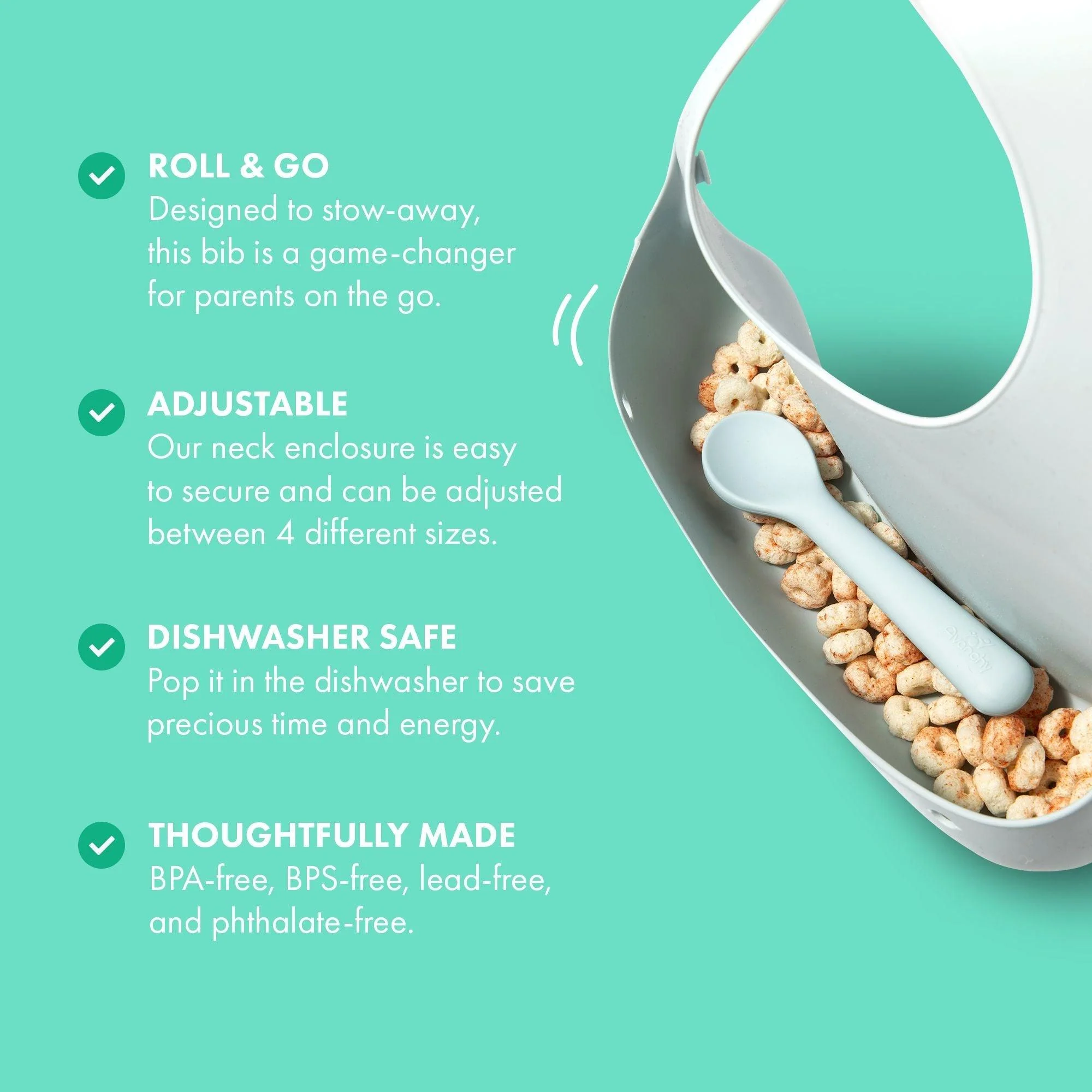 Roll & Go Silicone Bib + Spoon (9 color options) - Image 4