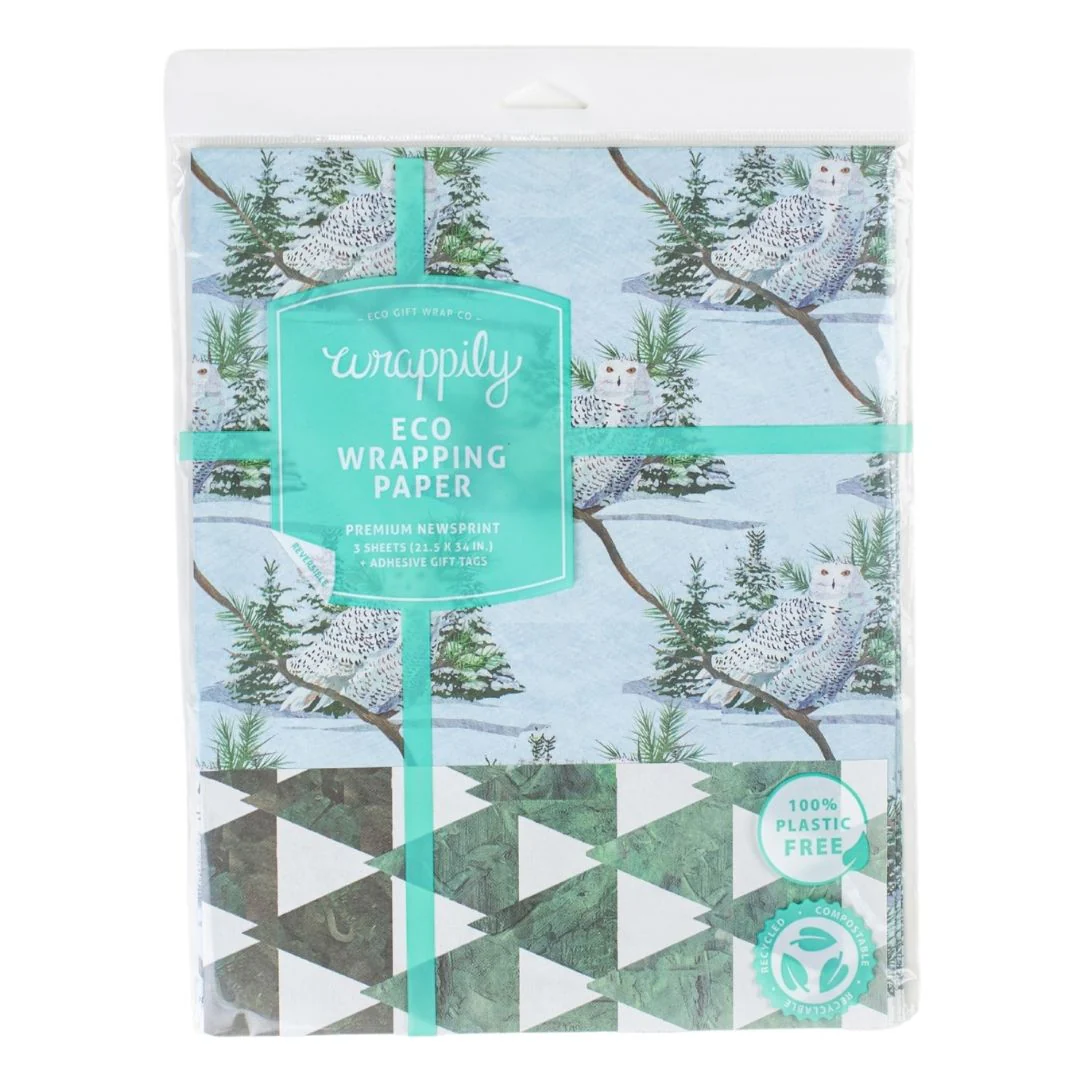Snowy Owl Eco Gift Wrap (Double Sided) - Image 4