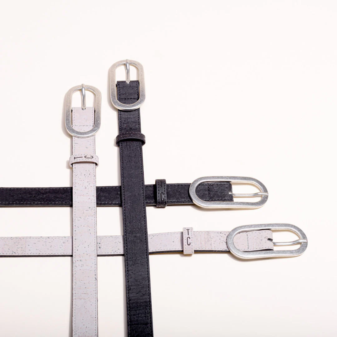 Vegan Cork Leather Women's Belt (Gray) - Image 3